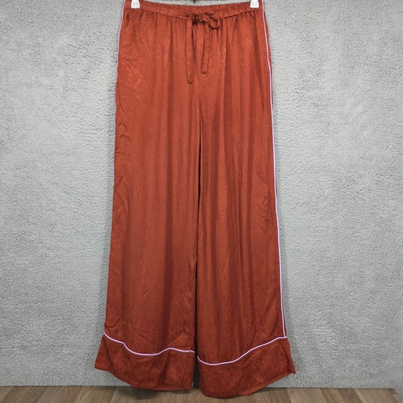 Untitled In Motion Pants - Untitled in Motion Medium Wide Leg Lounge Pajama‎ Pants Rust Orange Tencel Cupro